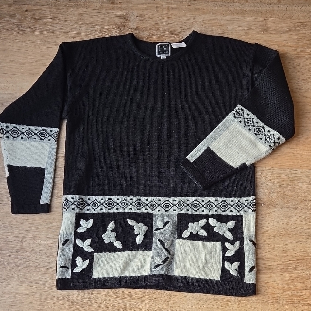 Vintage Franco Valeri Embroidered Wool Blend Sweater size M